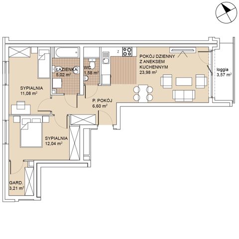 Plan 3 pok. 64m²