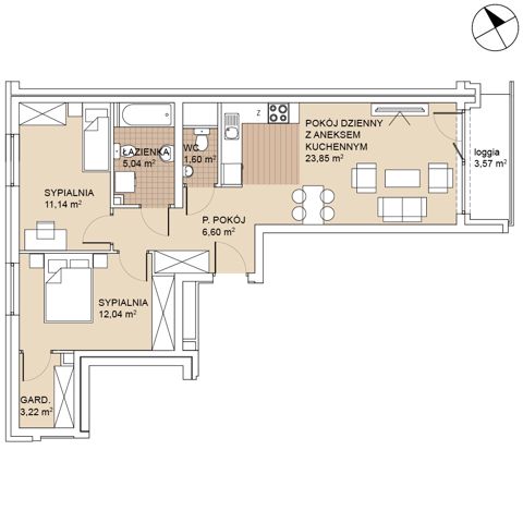 Plan 3 pok. 63m²