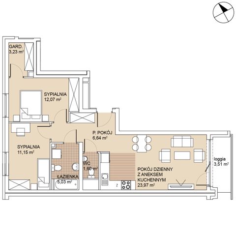 Plan 3 pok. 64m²