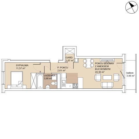 Plan 2 pok. 44m²