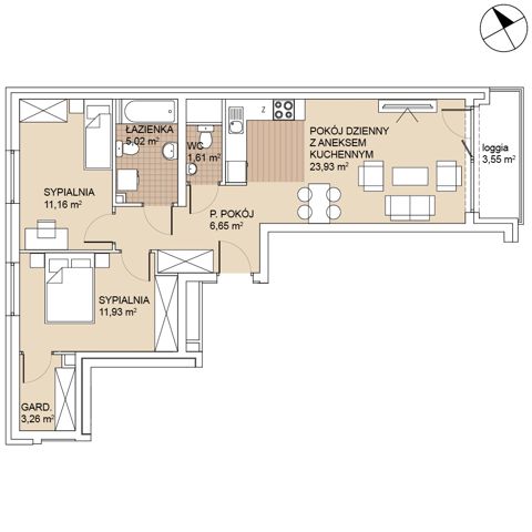 Plan 3 pok. 64m²