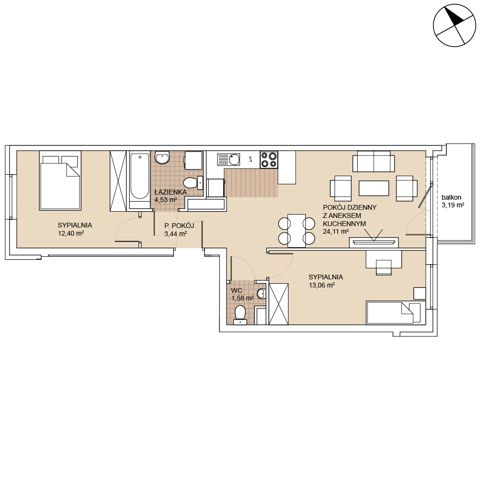 Plan 3 pok. 59m²