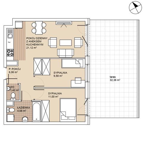 Plan 3 pok. 54m²