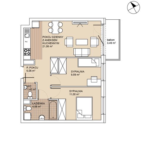 Plan 3 pok. 54m²
