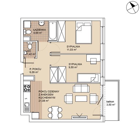 Plan 3 pok. 54m²