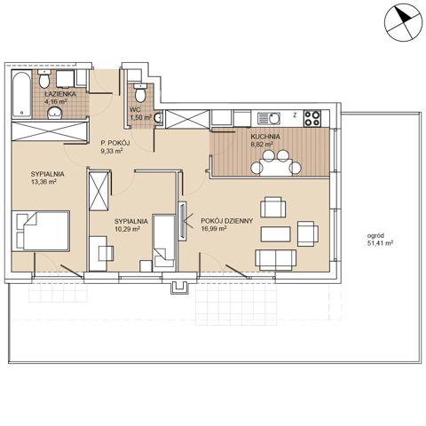 Plan 3 pok. 64m²