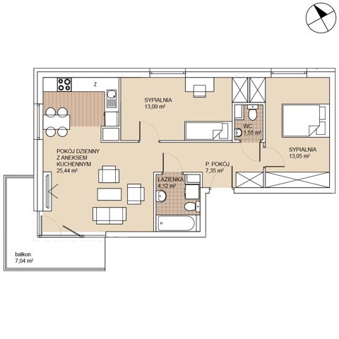 Plan 3 pok. 65m²