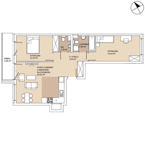 Plan 3 pok. 65m²