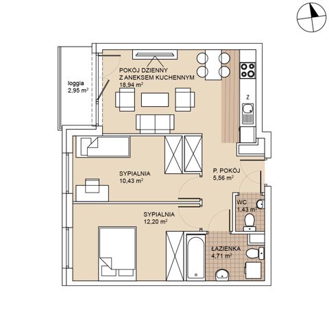 Plan 3 pok. 53m²