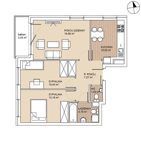Plan 3 pok. 62m²