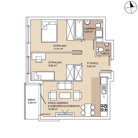 Plan 3 pok. 52m²