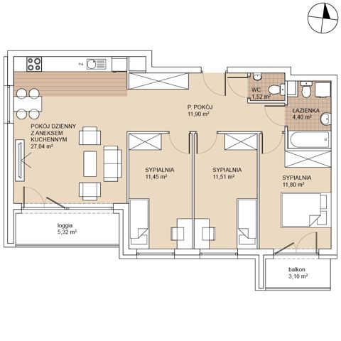 Plan 4 pok. 80m²