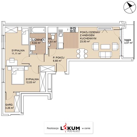 Plan 3 pok. 64m²