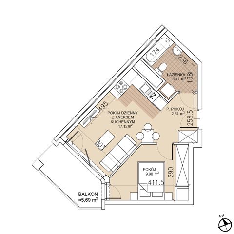 Plan 2 pok. 35m²