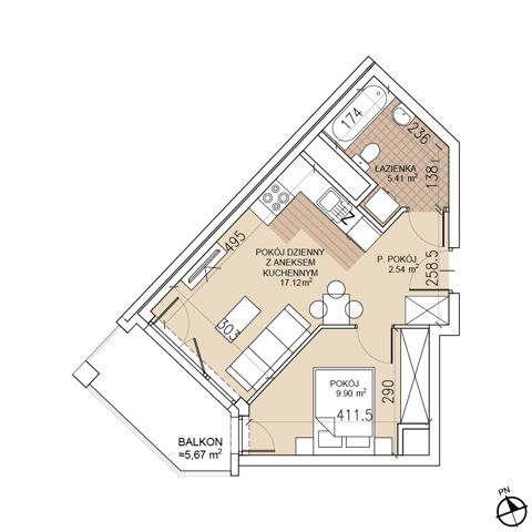Plan 2 pok. 35m²