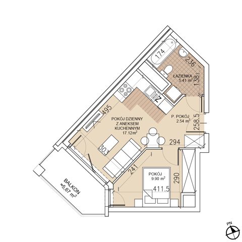 Plan 2 pok. 35m²