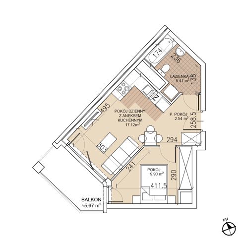 Plan 2 pok. 35m²