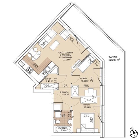 Plan 3 pok. 54m²