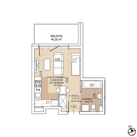 Plan 1 pok. 26m²