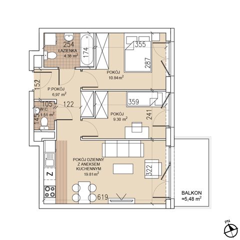Plan 3 pok. 53m²