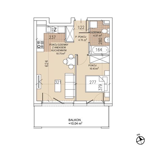 Plan 2 pok. 38m²