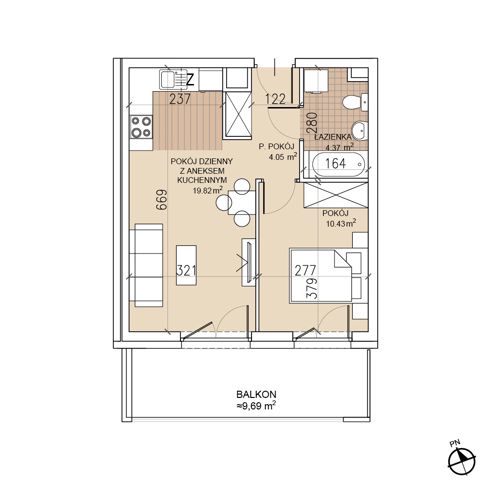 Plan 2 pok. 39m²