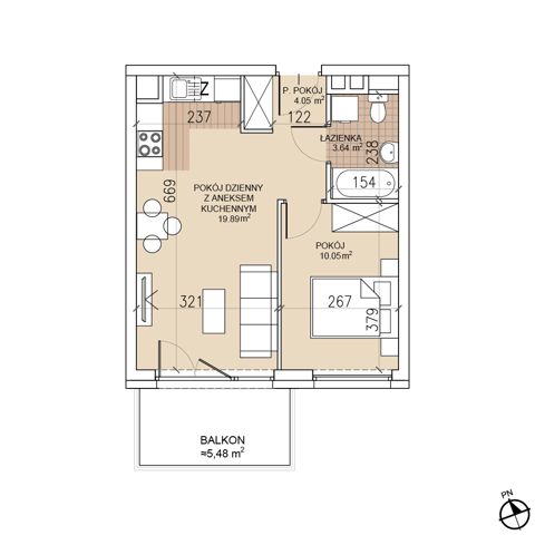 Plan 2 pok. 38m²