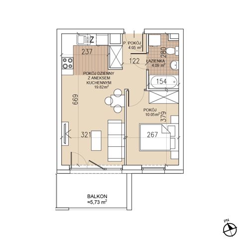 Plan 2 pok. 38m²
