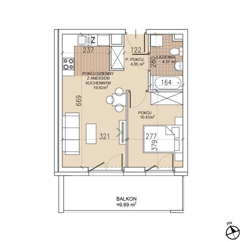 Plan 2 pok. 39m²