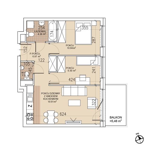 Plan 3 pok. 53m²