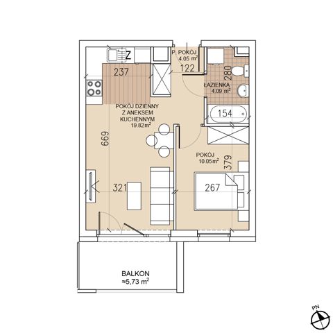 Plan 2 pok. 38m²