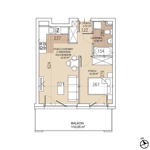 Plan 2 pok. 37m²