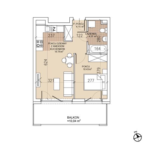 Plan 2 pok. 38m²