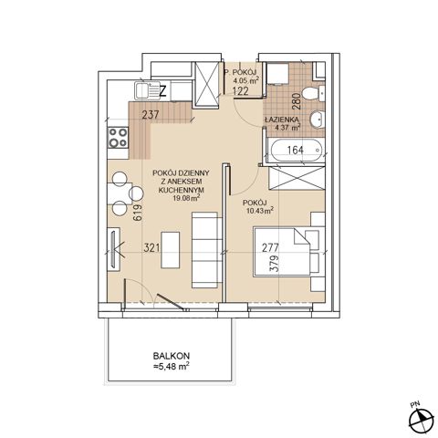 Plan 2 pok. 38m²