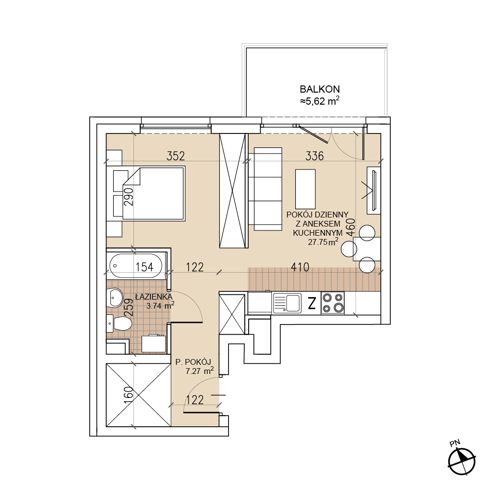 Plan 1 pok. 39m²