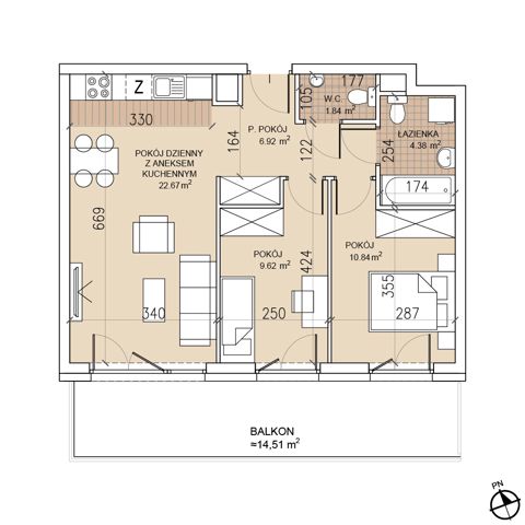 Plan 3 pok. 56m²