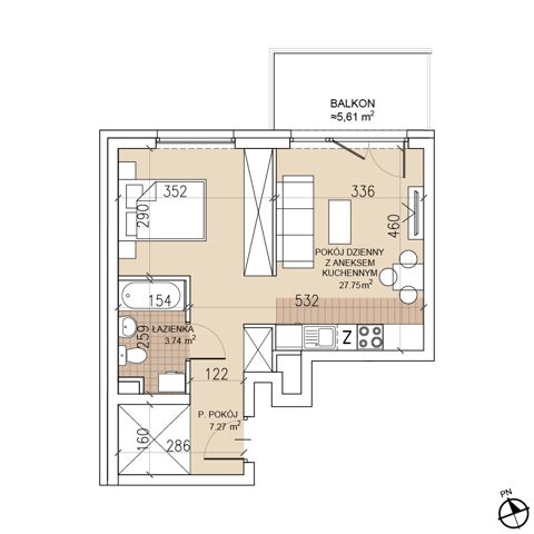 Plan 1 pok. 39m²
