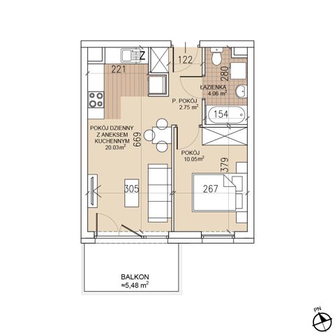 Plan 2 pok. 37m²