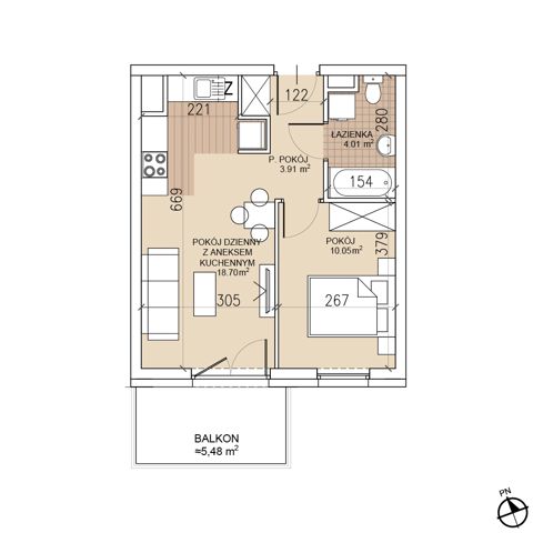 Plan 2 pok. 37m²