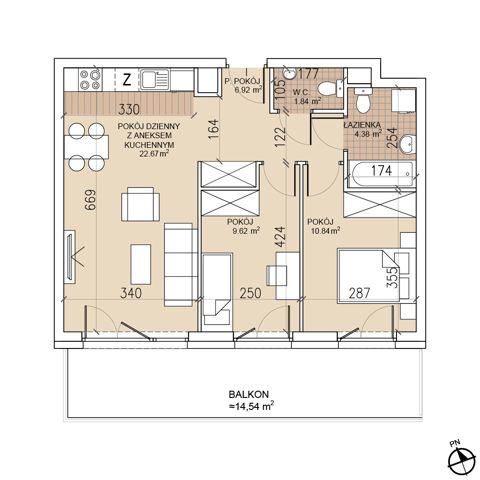 Plan 3 pok. 56m²