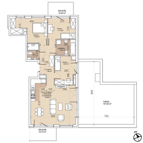Plan 4 pok. 86m²