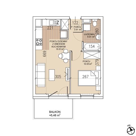 Plan 2 pok. 37m²