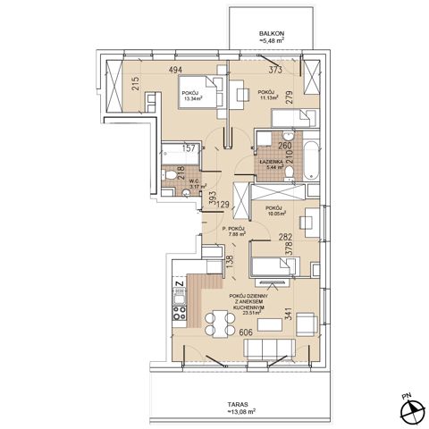 Plan 4 pok. 75m²