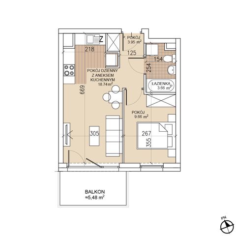 Plan 2 pok. 36m²