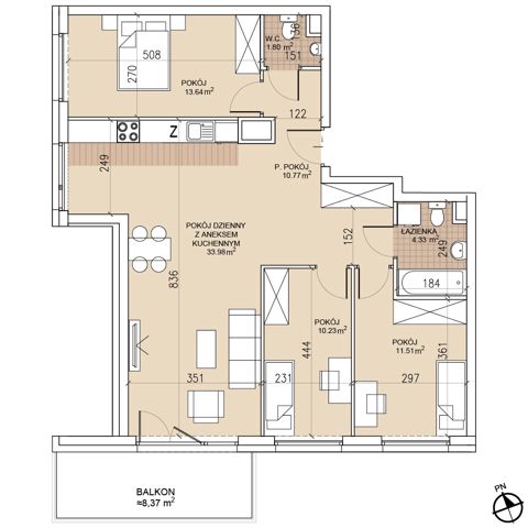 Plan 4 pok. 86m²
