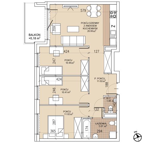 Plan 4 pok. 70m²