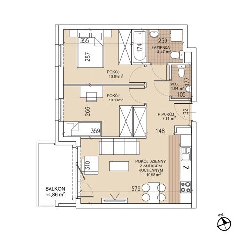Plan 3 pok. 54m²