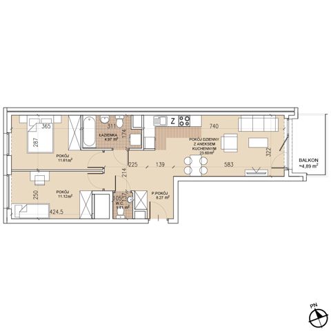 Plan 3 pok. 61m²
