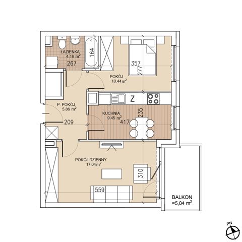Plan 2 pok. 47m²