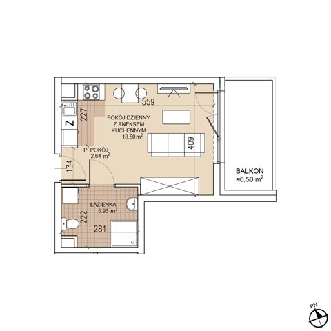 Plan 1 pok. 27m²
